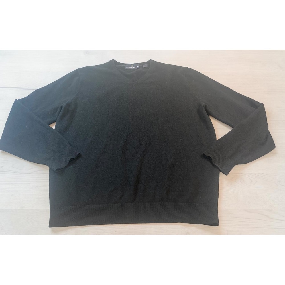 Hart Schaffner Marx 100% Cashmere V-Neck Black Pullover Sweater Men's Large